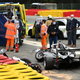FIA race director Michael Masi inspects a W Series crash at Spa-Francorchamps.